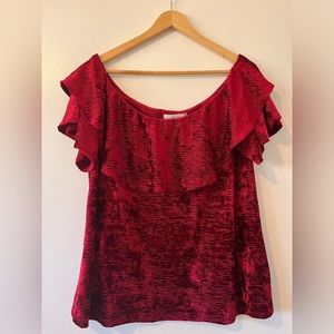 Knox Rose red velvety off the shoulder top size xl